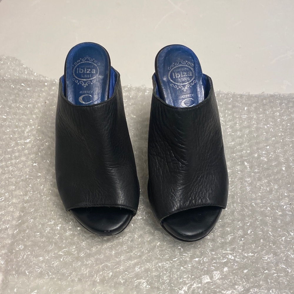 Jeffrey Campbell Black Leather Mules